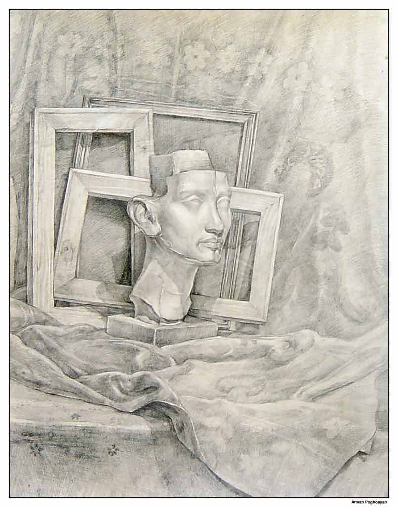 Nefertiti, paper, pencils by Arman Poghosyan